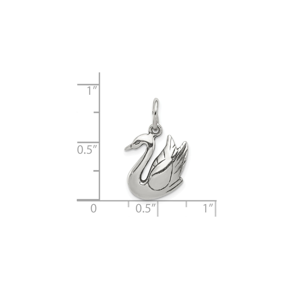 Sterling Silver Swan Charm Pendant, Polished Animal Jewelry Symbolizing Love and Grace