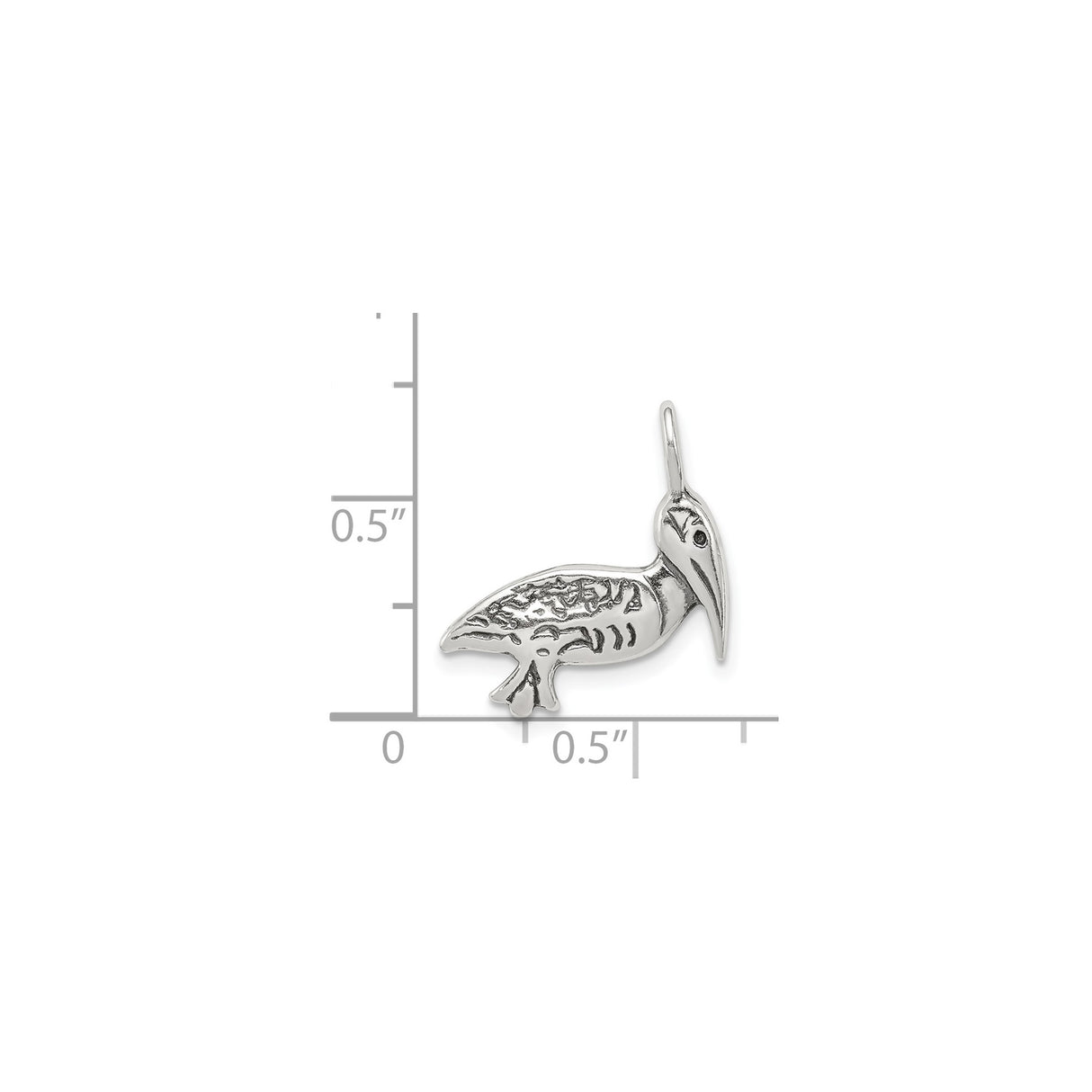 Sterling Silver Pelican Pendant with Feather Detail, Nautical Coastal Bird Charm
