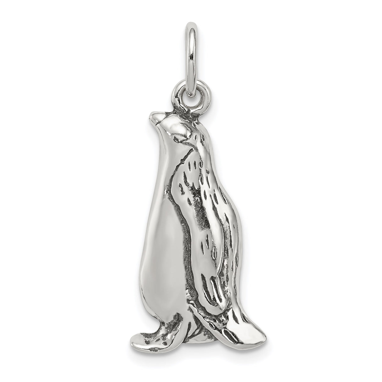 Sterling Silver Penguin Charm Pendant, 3D Standing Animal Totem Design for Women or Unisex