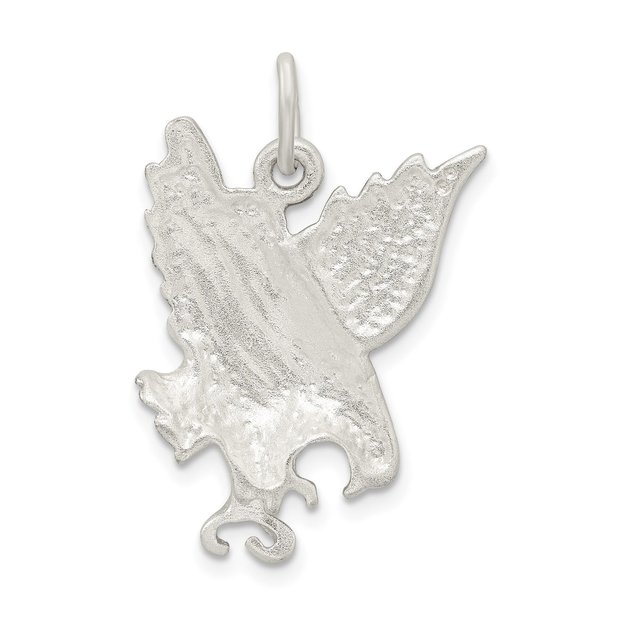 Sterling Silver Eagle Pendant with Diamond Cut Wings, Patriotic Military Style Charm