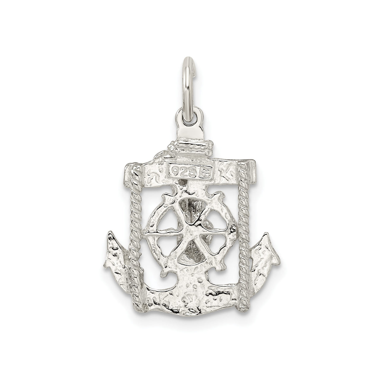 Sterling Silver Anchor Cross Pendant with Twisted Rope Detail Nautical Crucifix Charm