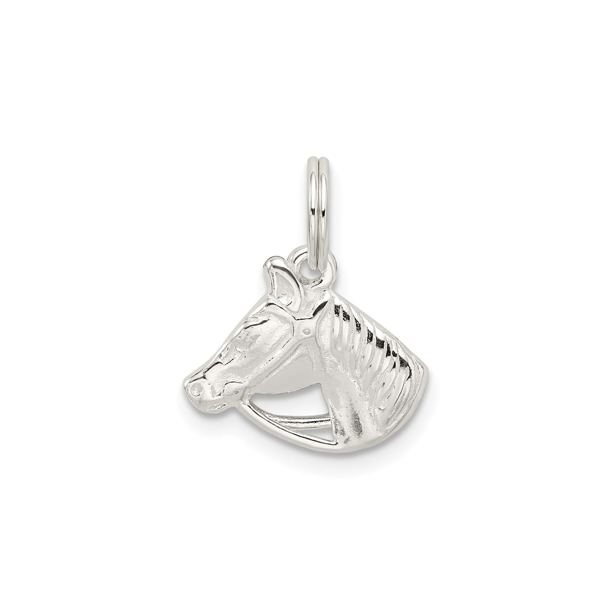 Sterling Silver Horse Head Pendant with Bridle Design, Equestrian Western Style Jewelry