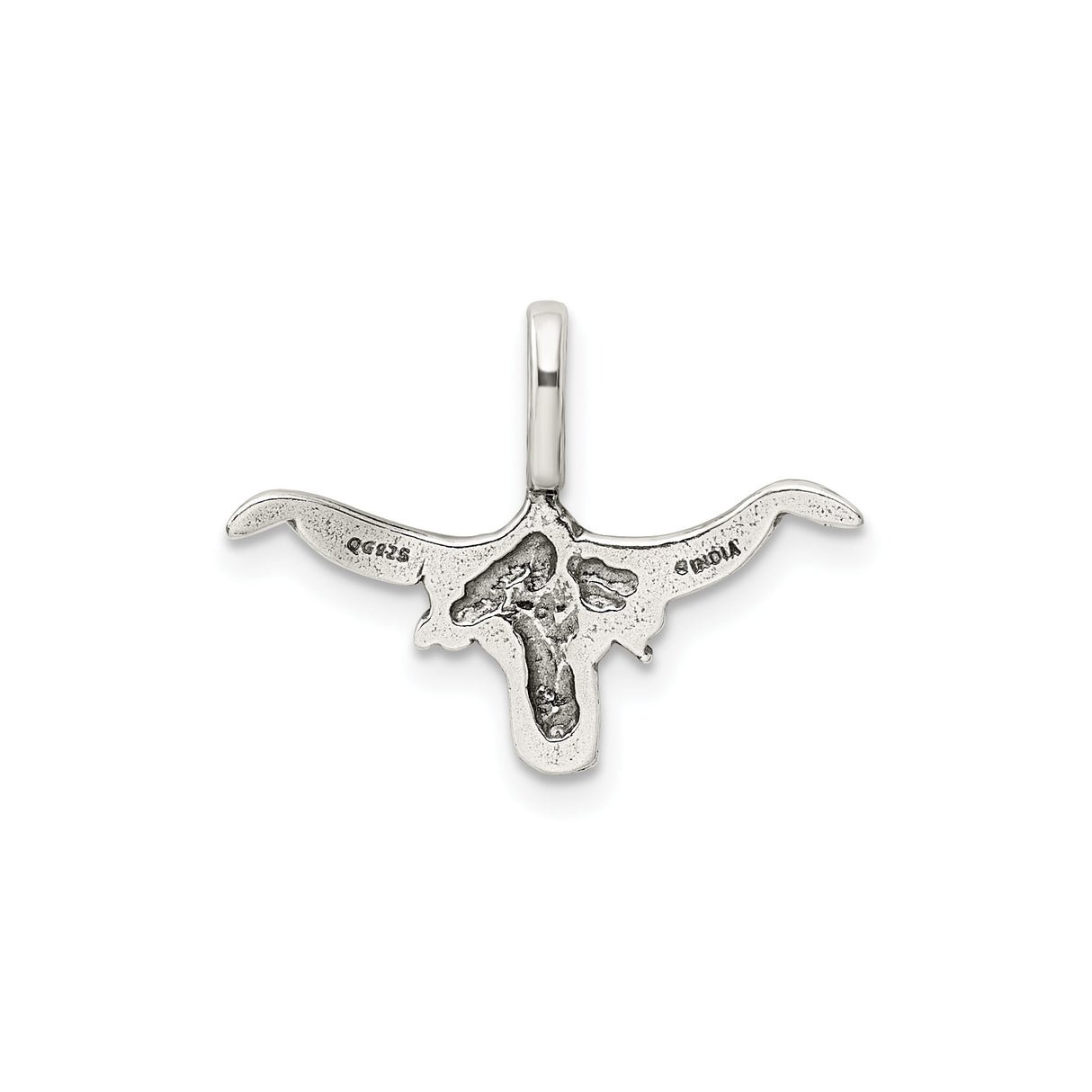Sterling Silver Longhorn Bull Skull Pendant, Western Cowboy Rodeo Style for Men