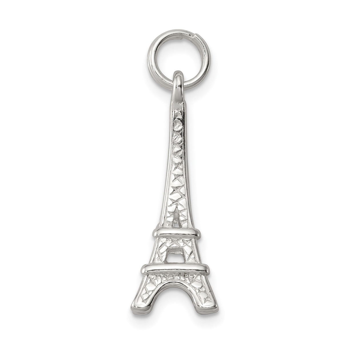 Sterling Silver Eiffel Tower Pendant Charm with Cutout Design, Paris Travel Jewelry