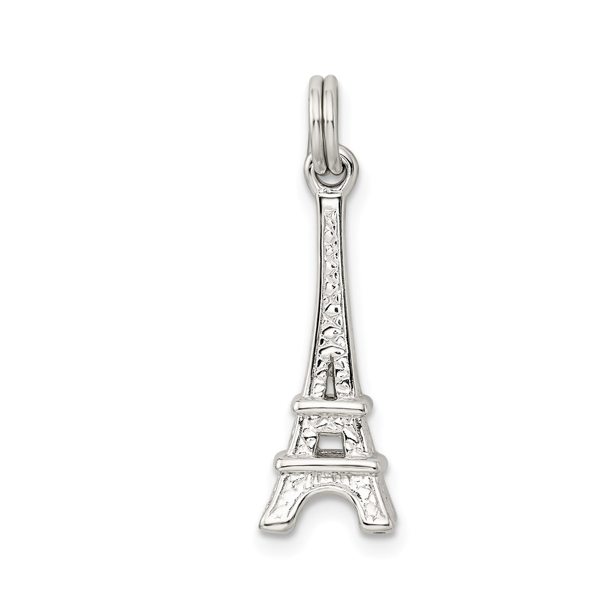 Sterling Silver Eiffel Tower Pendant Charm with Cutout Design, Paris Travel Jewelry