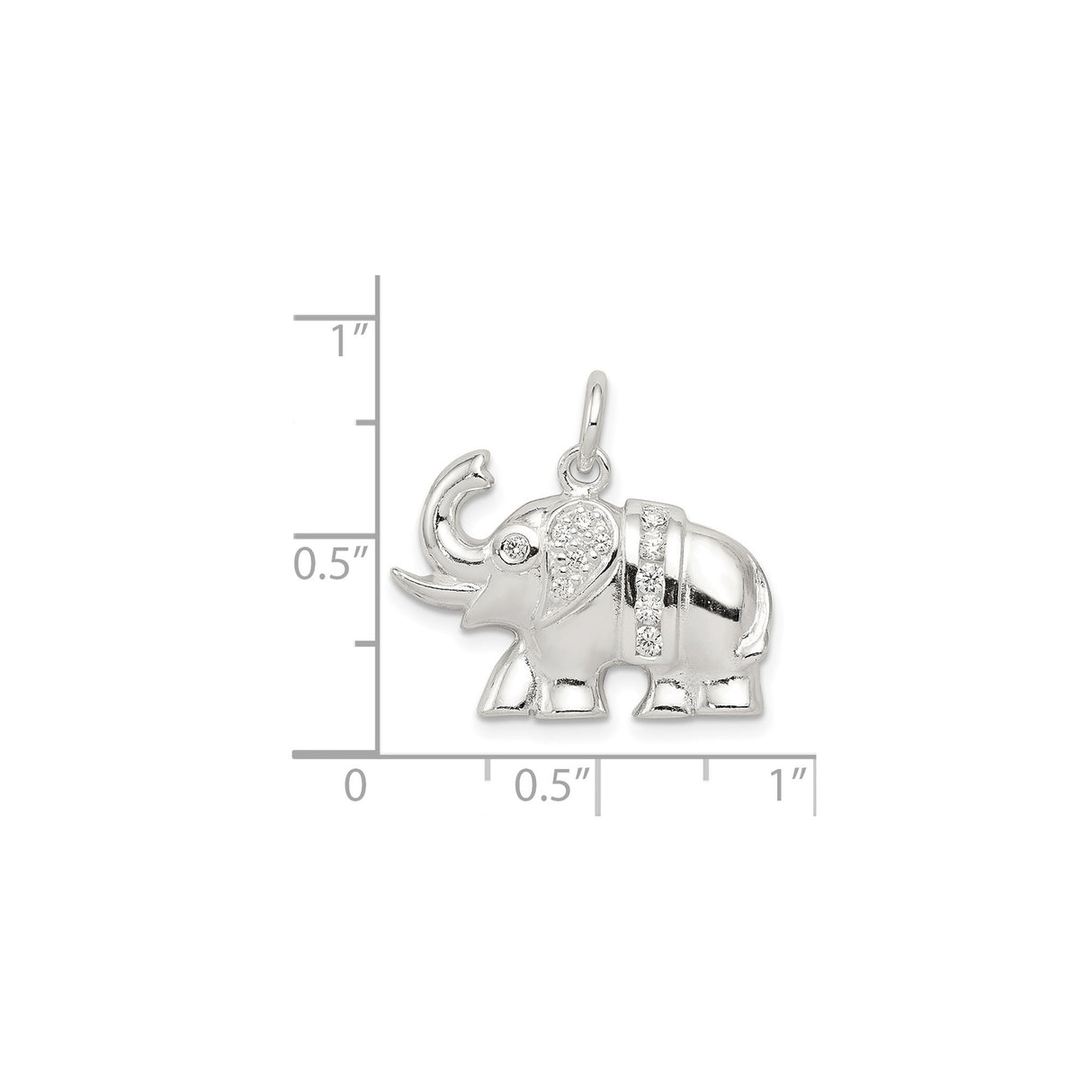 Sterling Silver Elephant Pendant with Cubic Zirconia, Symbol of Strength and Wisdom