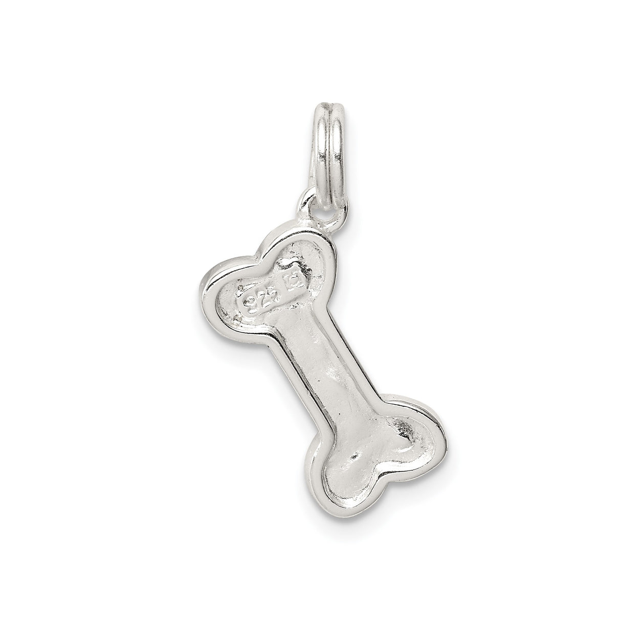 Sterling Silver Bone Pendant Charm with Cubic Zirconia, Dog Mom Jewelry for Pet Lovers