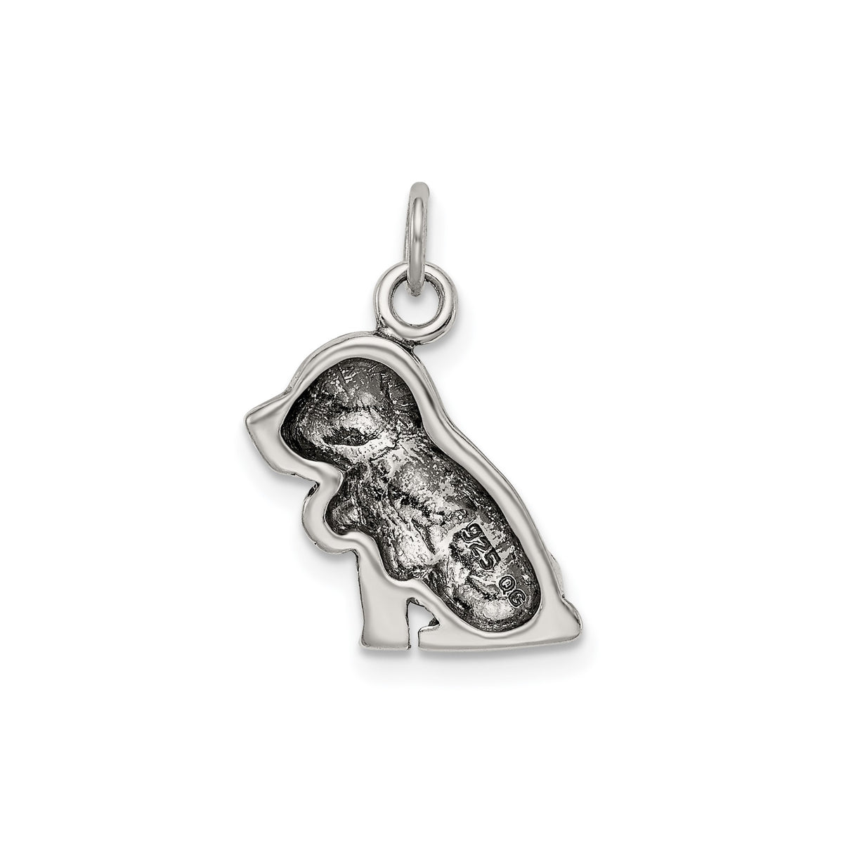 Sterling Silver Dog Charm Pendant with Detailed Sitting Puppy Design for Women and Men