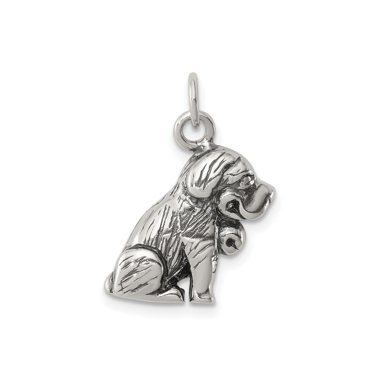Sterling Silver Dog Charm Pendant with Detailed Sitting Puppy Design for Women and Men