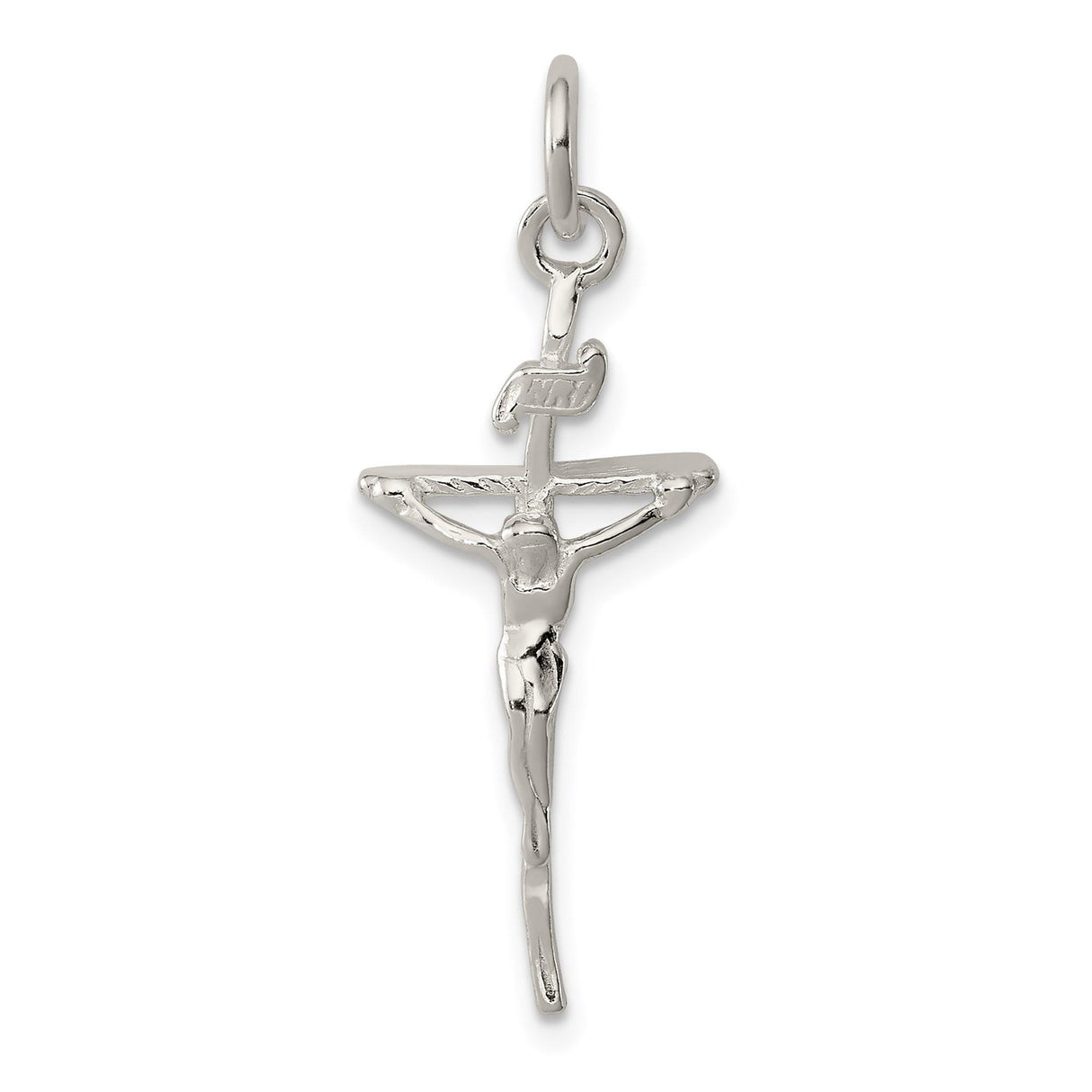 Sterling Silver Crucifix Cross Pendant with INRI Charm and Jesus Design for Men and Women