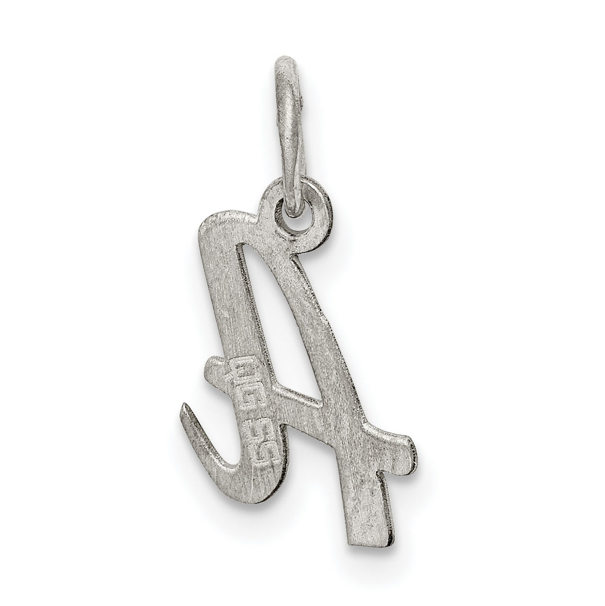 Sterling Silver Script Letter A Pendant Charm, Polished Cursive Initial Jewelry