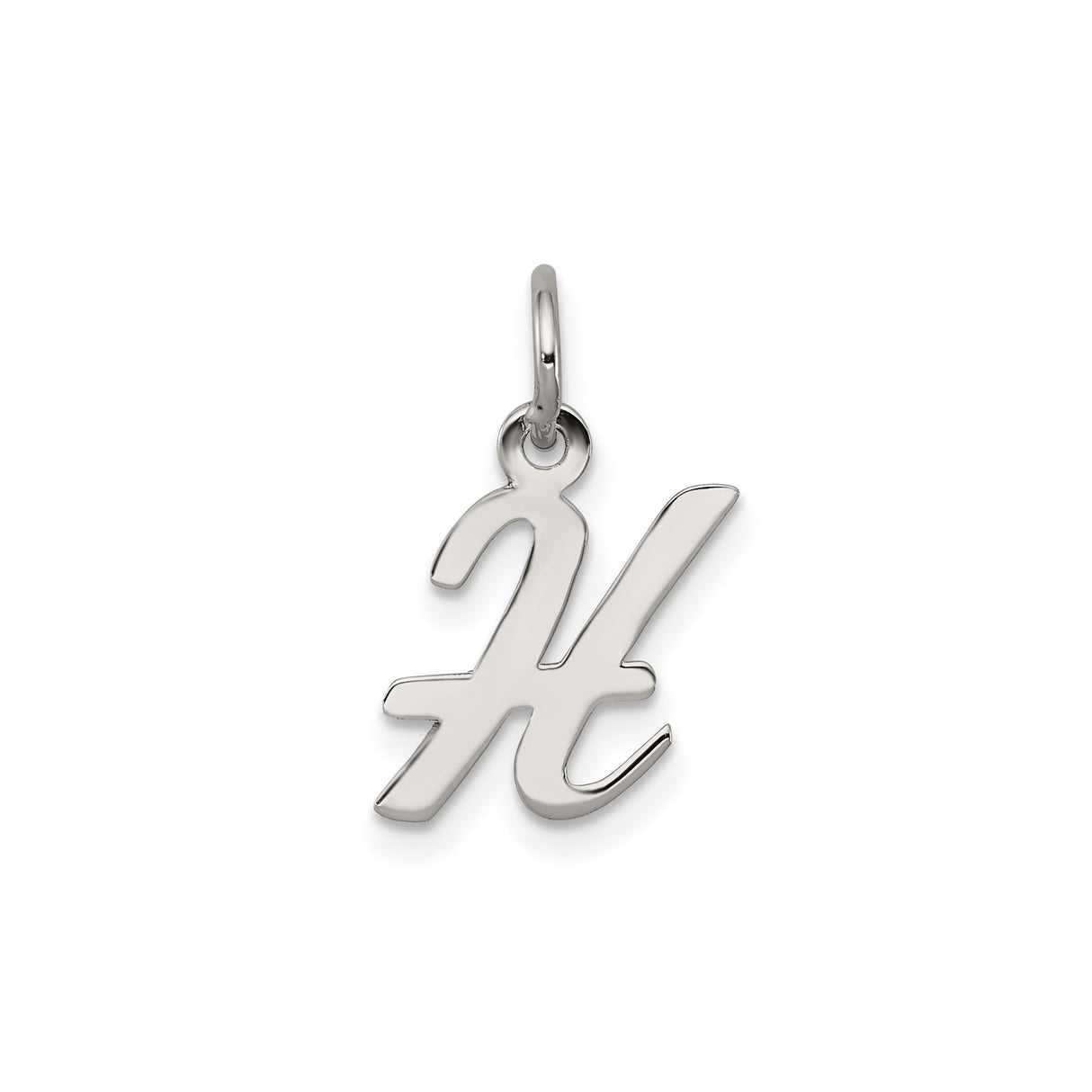 Sterling Silver Initial H Pendant Charm, Script Monogram Design for Women or Unisex Wear