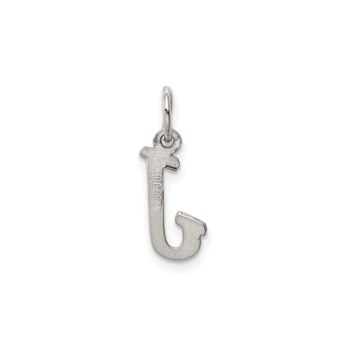 Sterling Silver Initial J Pendant, Polished Block Letter Alphabet Charm for Necklace or Bracelet