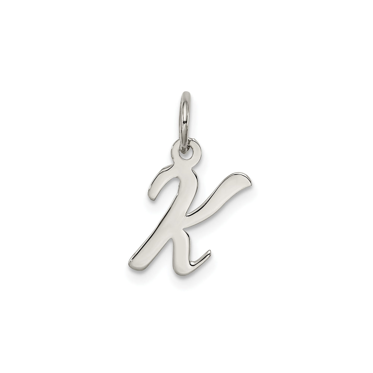 Sterling Silver Letter K Pendant Charm, Cursive Initial Script Design for Women or Unisex