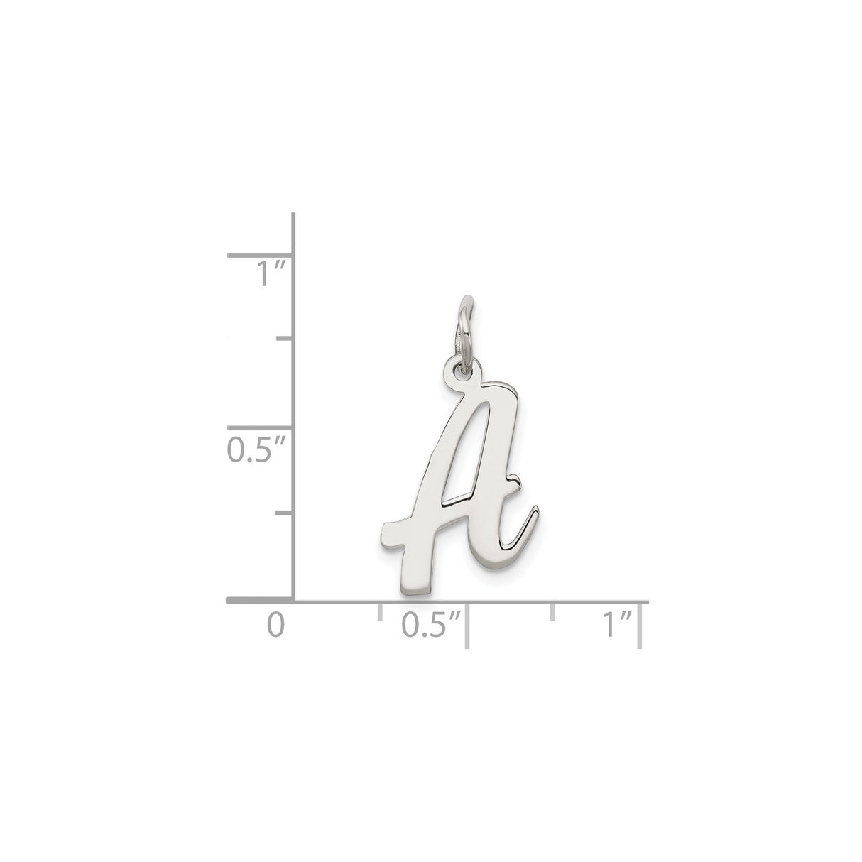 Sterling Silver Initial A Pendant Charm, Polished Script Letter, Minimal Monogram Jewelry