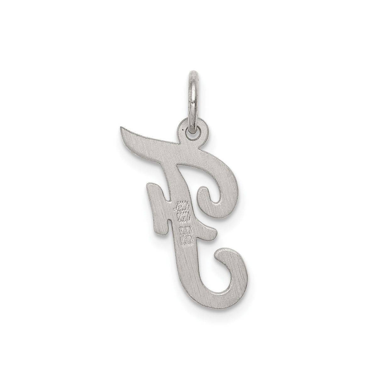Sterling Silver Initial F Pendant Charm, Polished Script Letter Design for Women or Unisex Wear