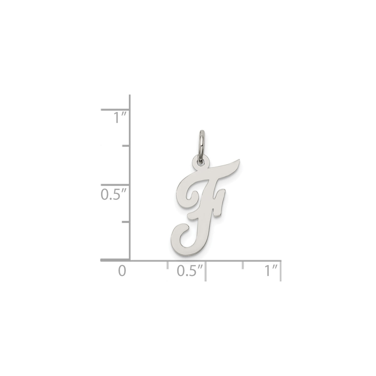 Sterling Silver Initial F Pendant Charm, Polished Script Letter Design for Women or Unisex Wear