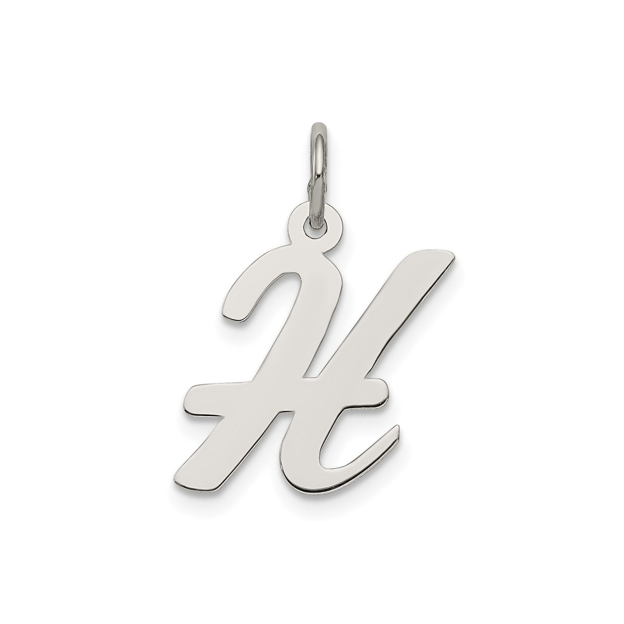 Sterling Silver Script Initial H Pendant, Cursive Letter Charm, Minimalist Design
