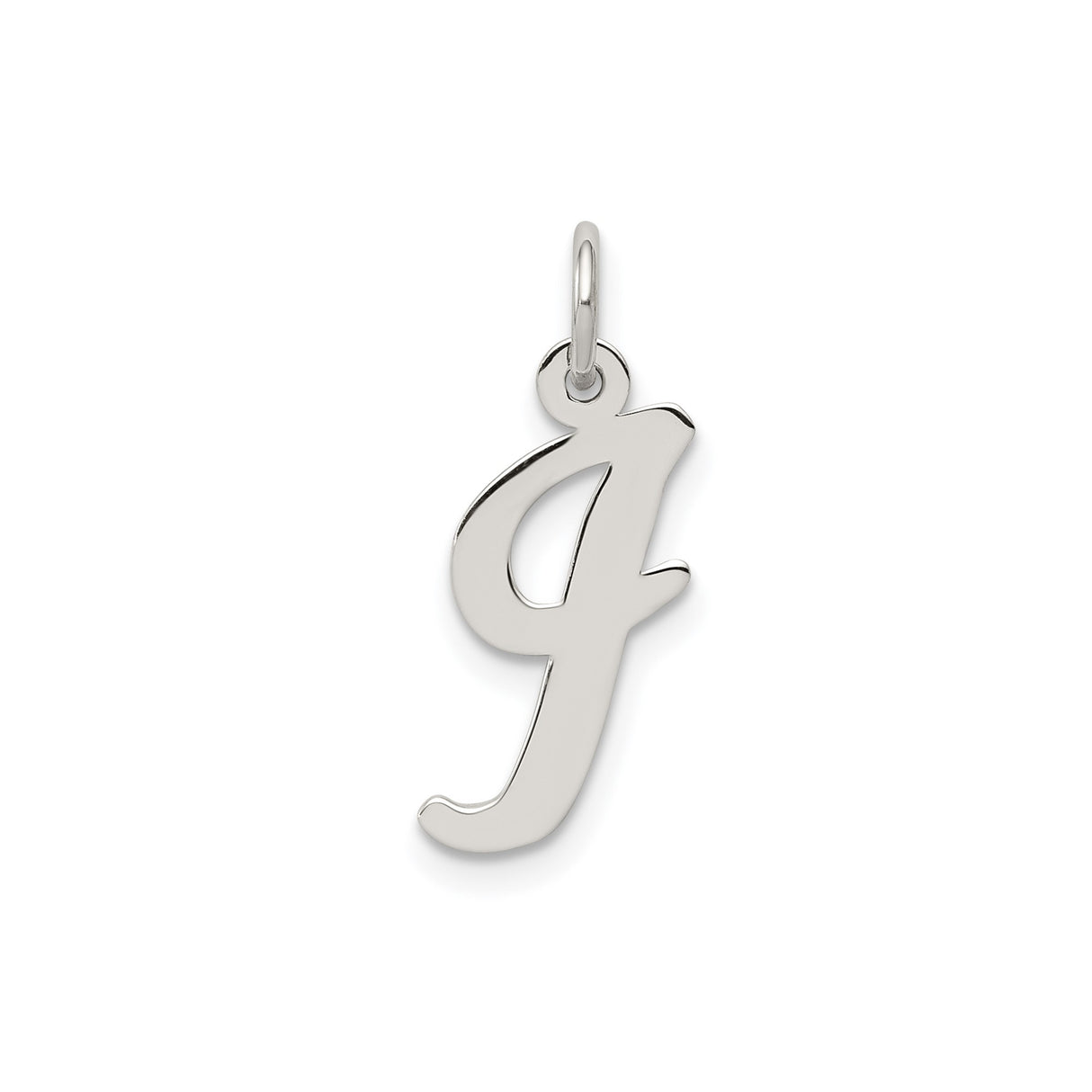 Sterling Silver Letter J Pendant Charm, Cursive Script Initial Design for Women or Unisex Use