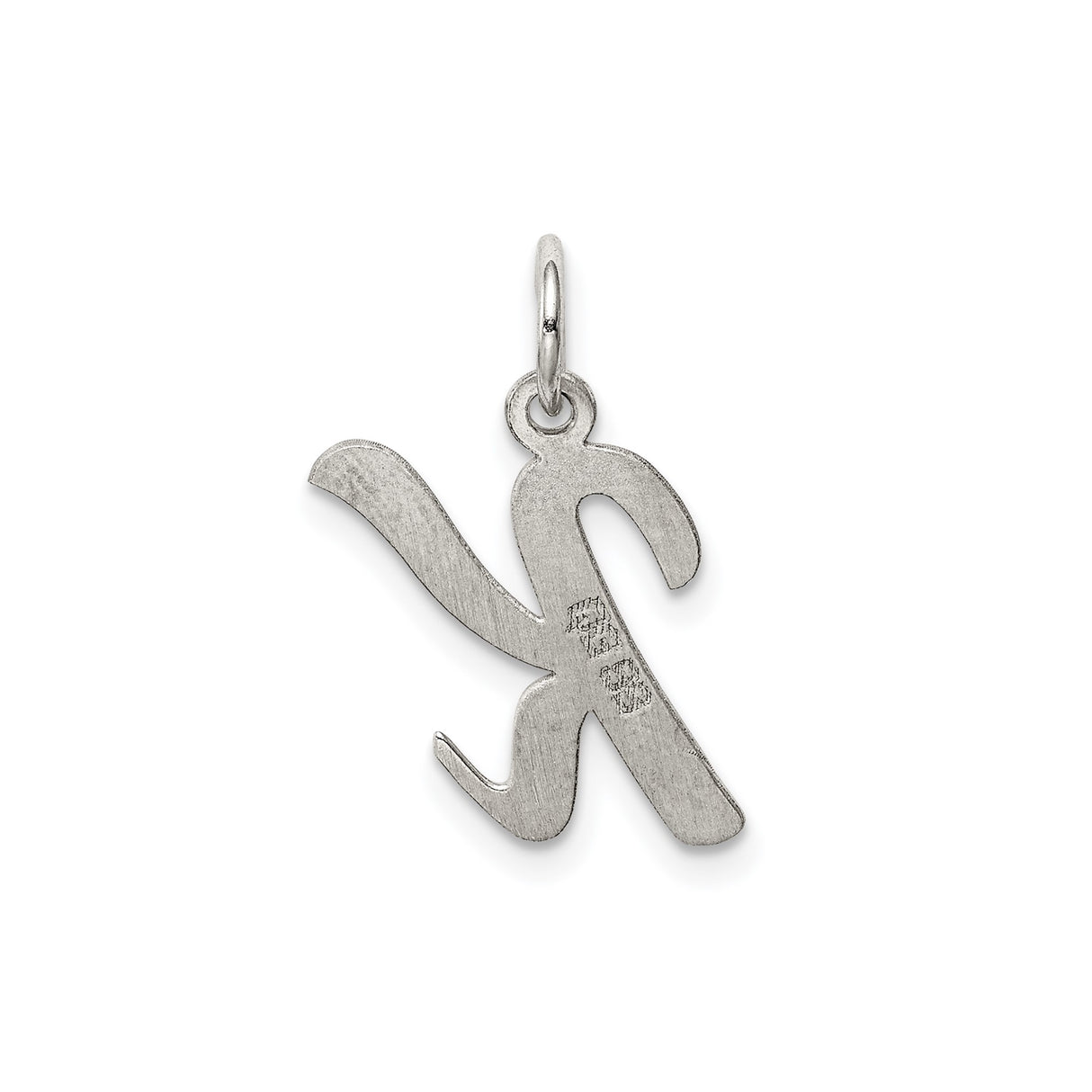 Sterling Silver Letter K Pendant Charm, Polished Script Initial Design for Women or Unisex Use
