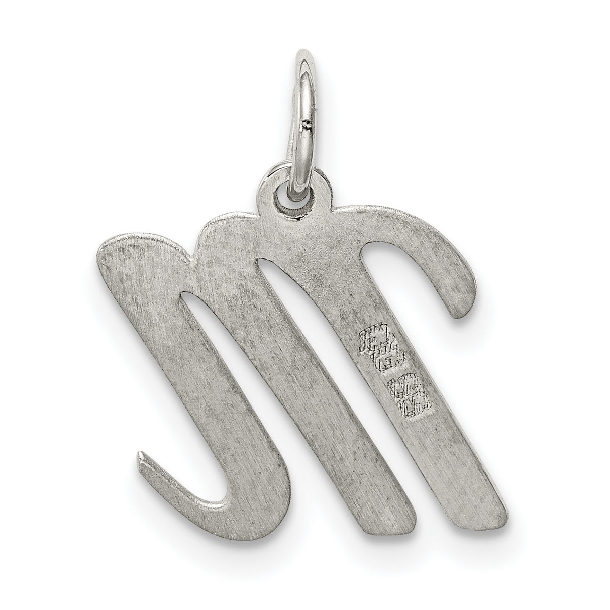 Medium Script Initial M Charm Pendant in Real 925 Sterling Silver