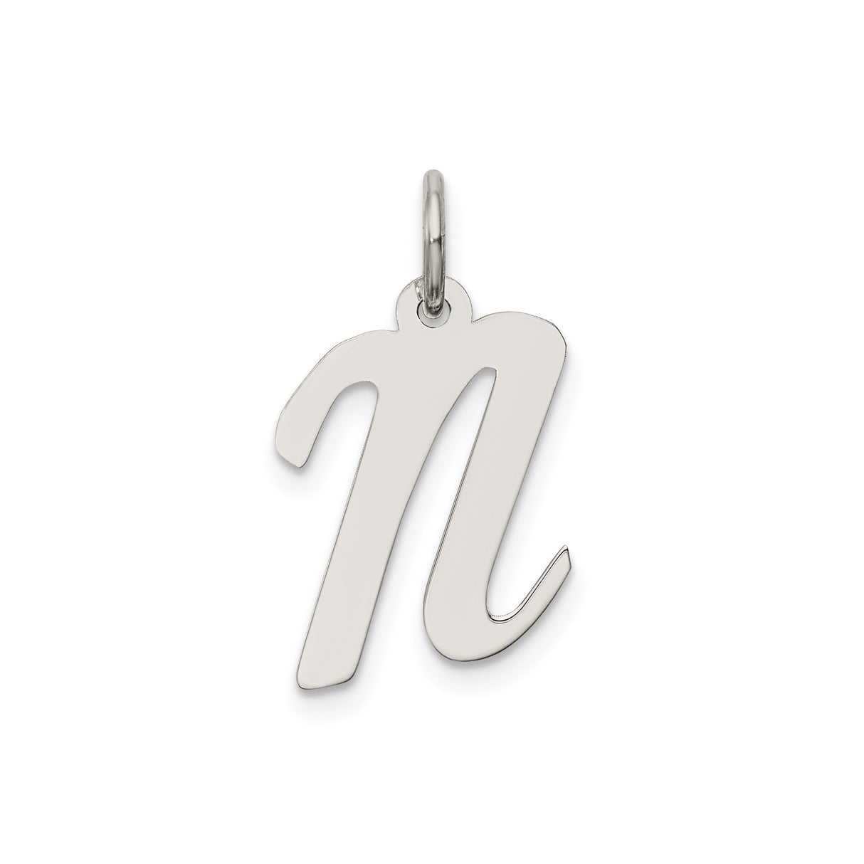 Sterling Silver Pendant, Lowercase Script Letter M, Minimalist Monogram Charm for Women