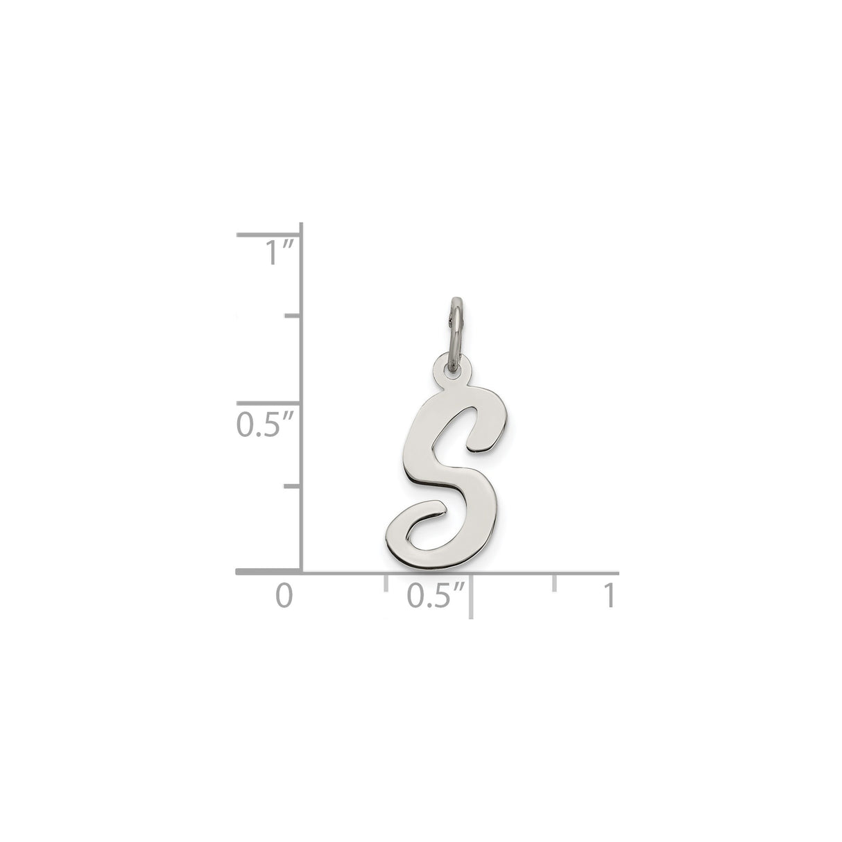 Sterling Silver Letter S Pendant Charm, Polished Script Initial Jewelry for Women or Unisex Wear