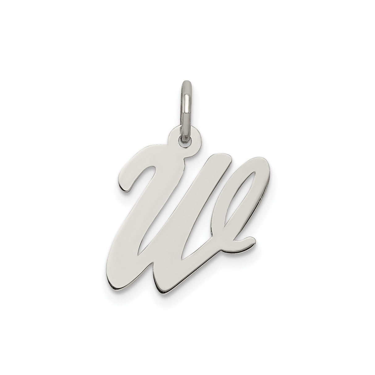 Sterling Silver Letter W Pendant Charm, Cursive Initial Monogram Jewelry for Women or Unisex