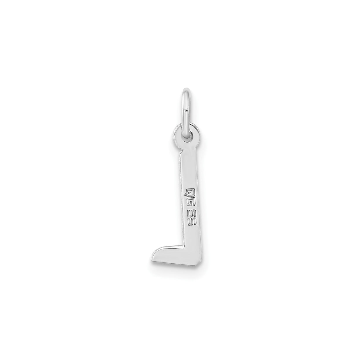 Sterling Silver Initial L Pendant Charm, Polished Block Letter Jewelry for Necklace or Bracelet