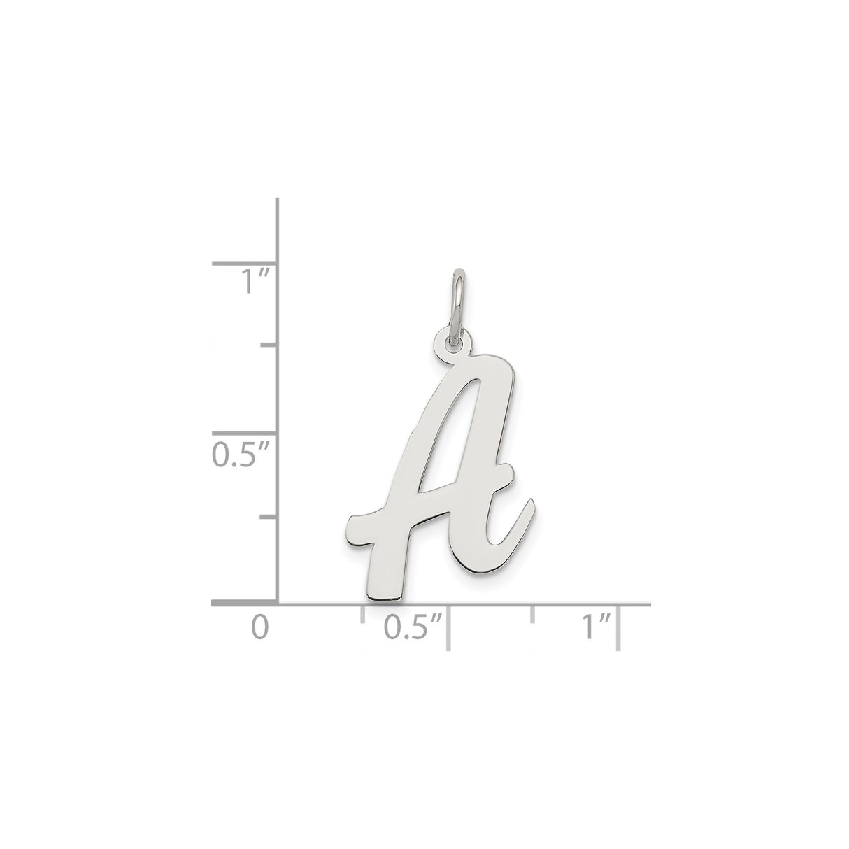Sterling Silver Script Initial A Pendant Charm, Polished Cursive Letter Design