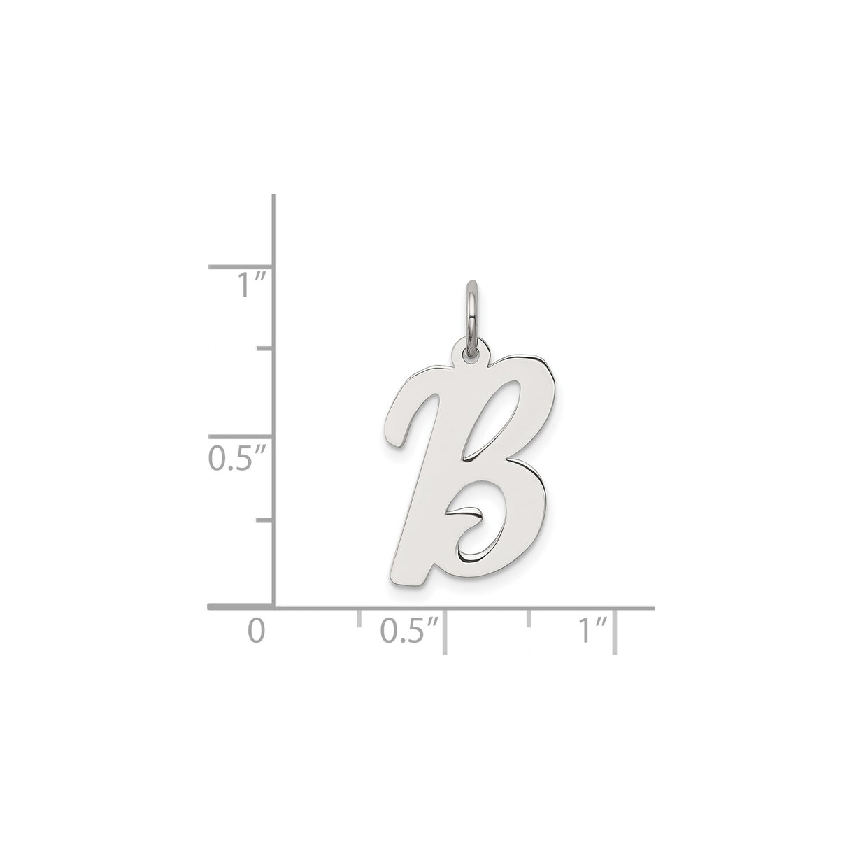 Sterling Silver Script Letter B Pendant Charm, Polished Initial Jewelry for Necklace or Bracelet