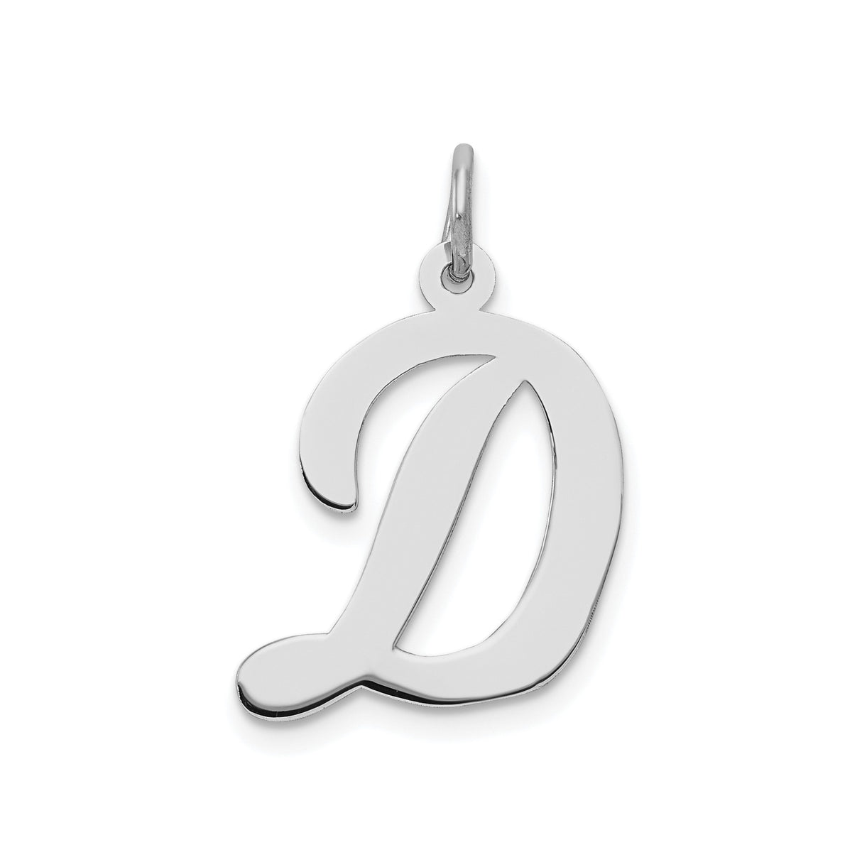Sterling Silver Initial D Pendant Charm, Polished Cursive Letter Jewelry for Women or Unisex Wear