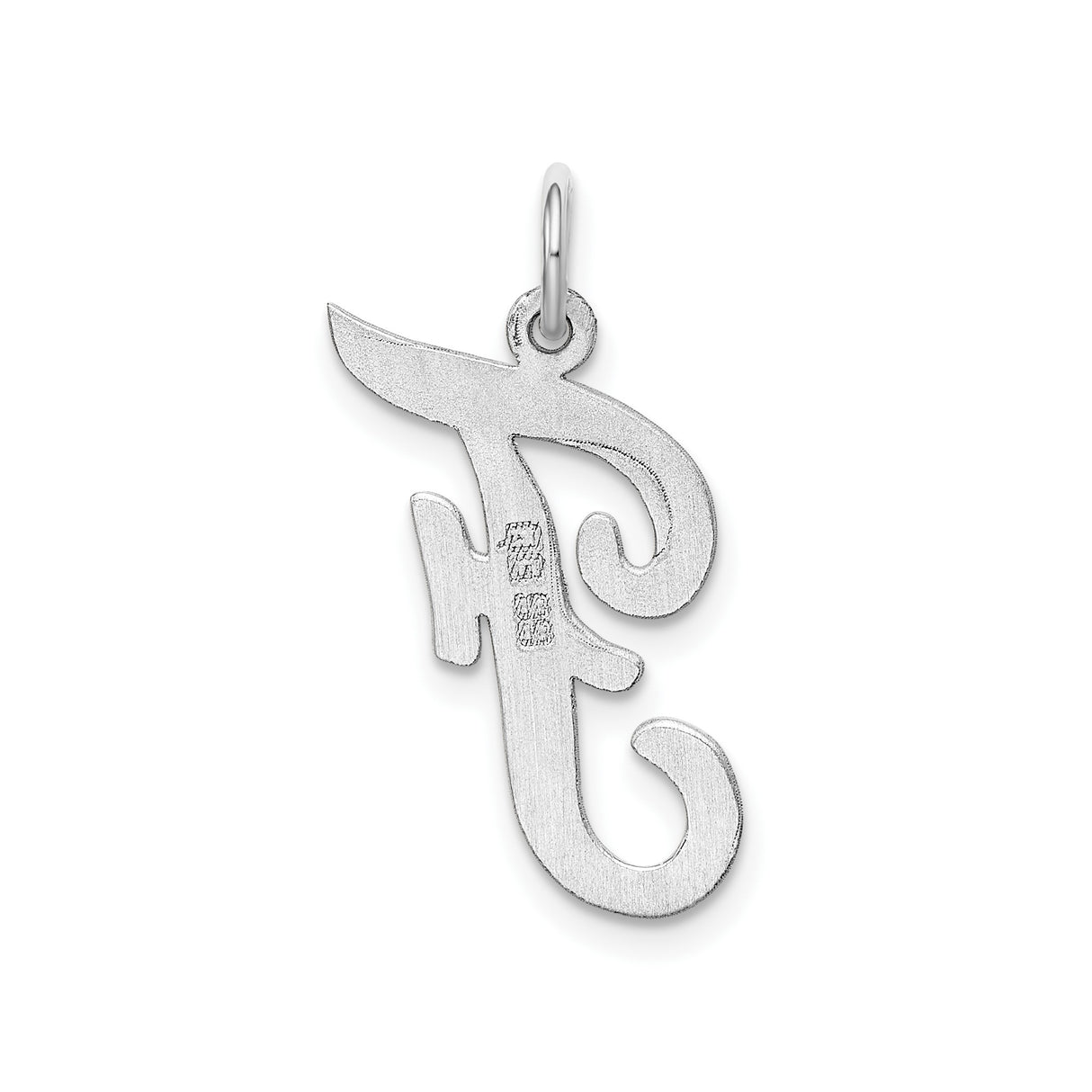 Sterling Silver Script Initial F Pendant, Polished Cursive Letter Charm for Women or Unisex