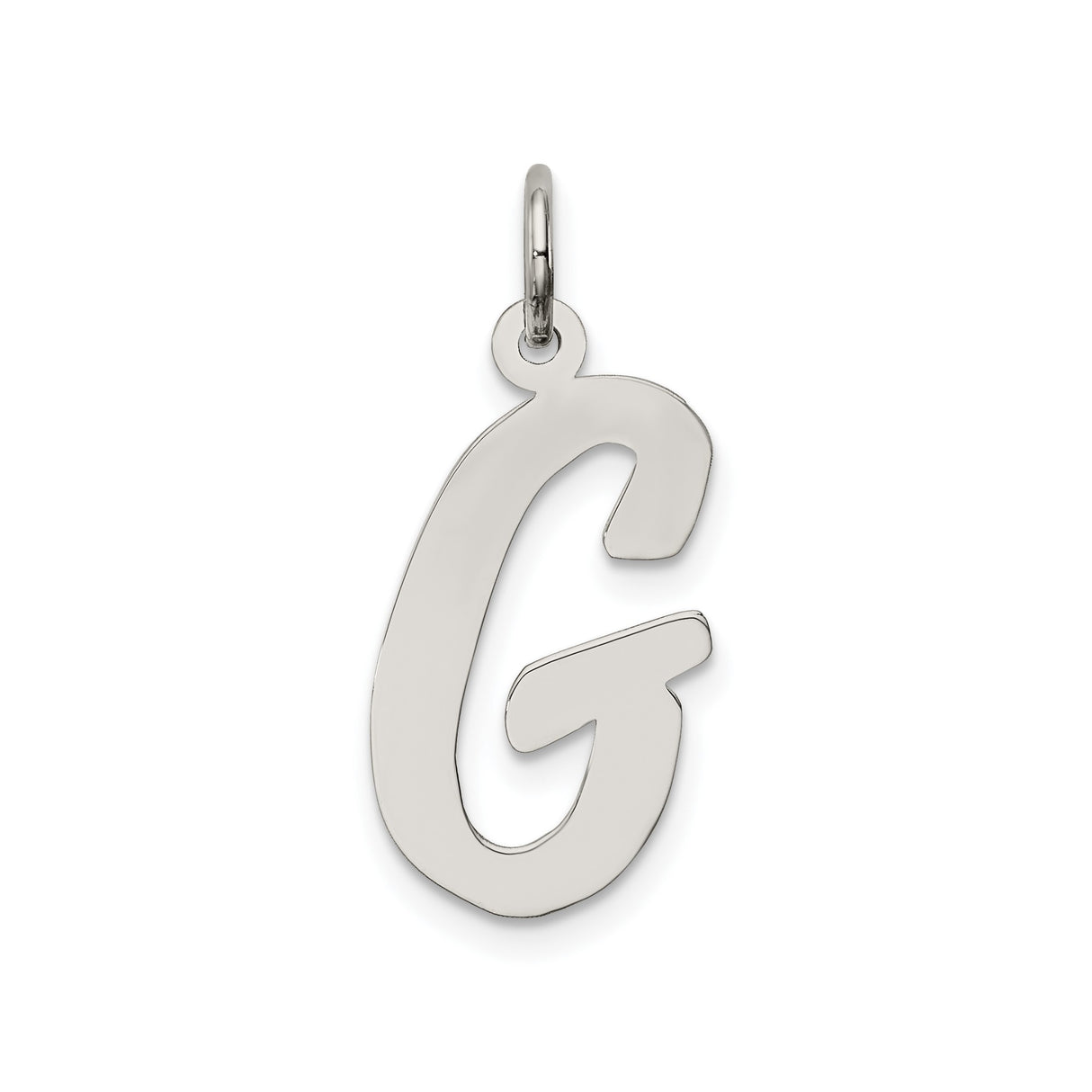 Sterling Silver Pendant with Script Letter G, Cursive Initial Charm, Unisex Monogram Jewelry