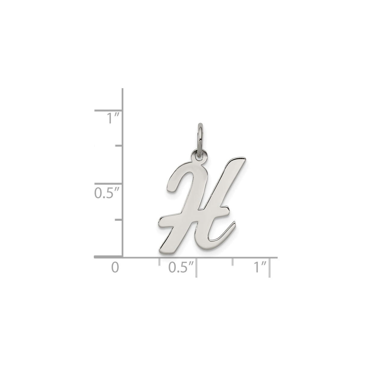 Sterling Silver Initial H Pendant, Script Letter Charm, Dainty Monogram Jewelry