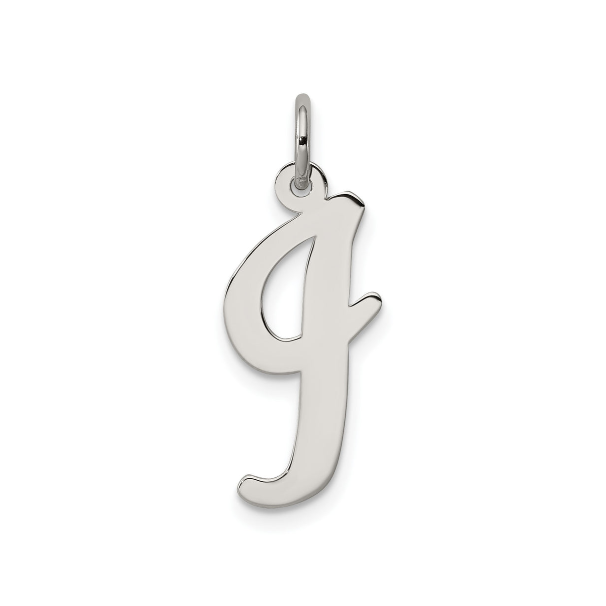 Sterling Silver Pendant with Cursive Lowercase Letter G, Polished Script Initial Charm
