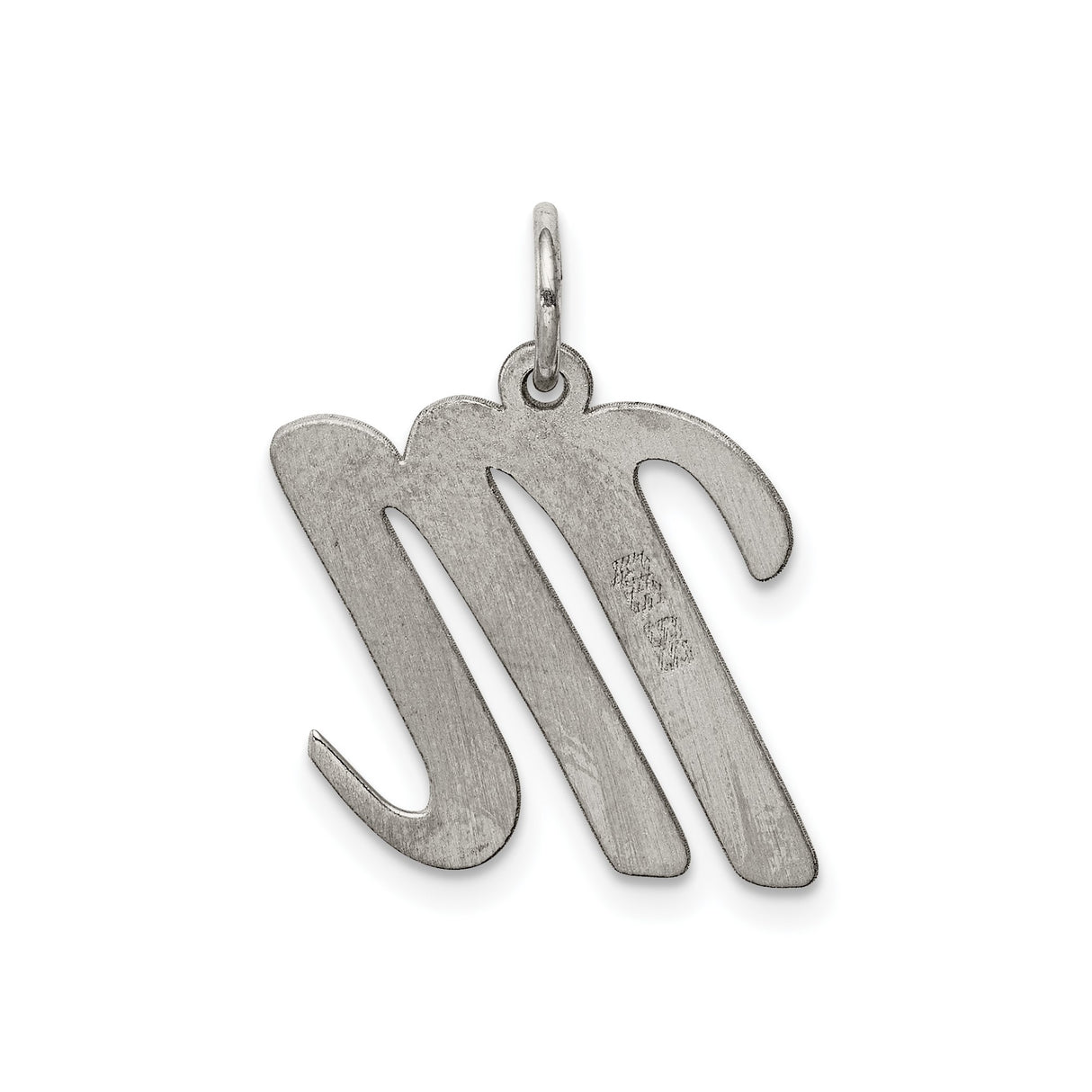 Sterling Silver Initial M Pendant, Polished Script Letter Charm, Minimalist Monogram Style for Women