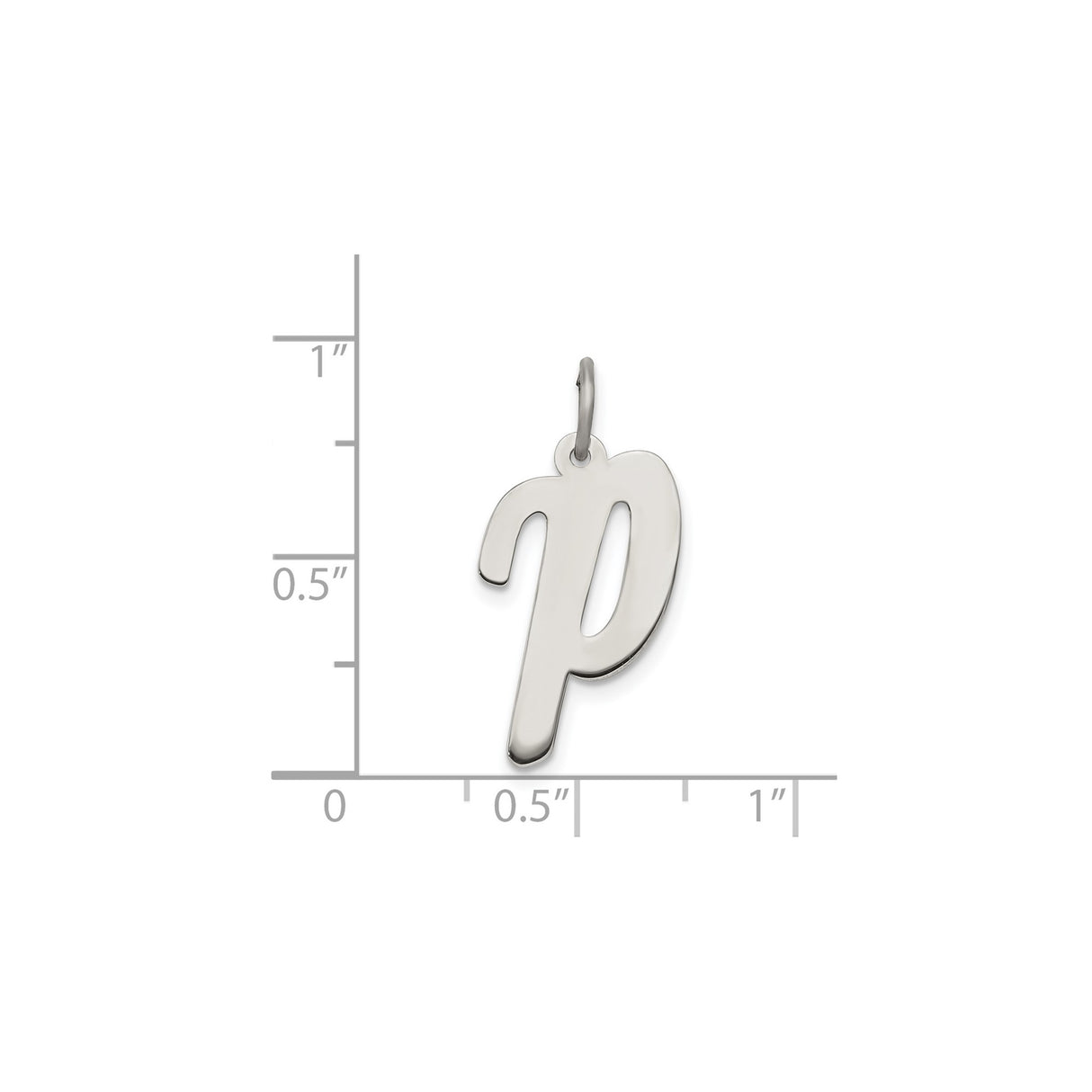 Sterling Silver Letter P Pendant Charm, Lowercase Script Initial Jewelry