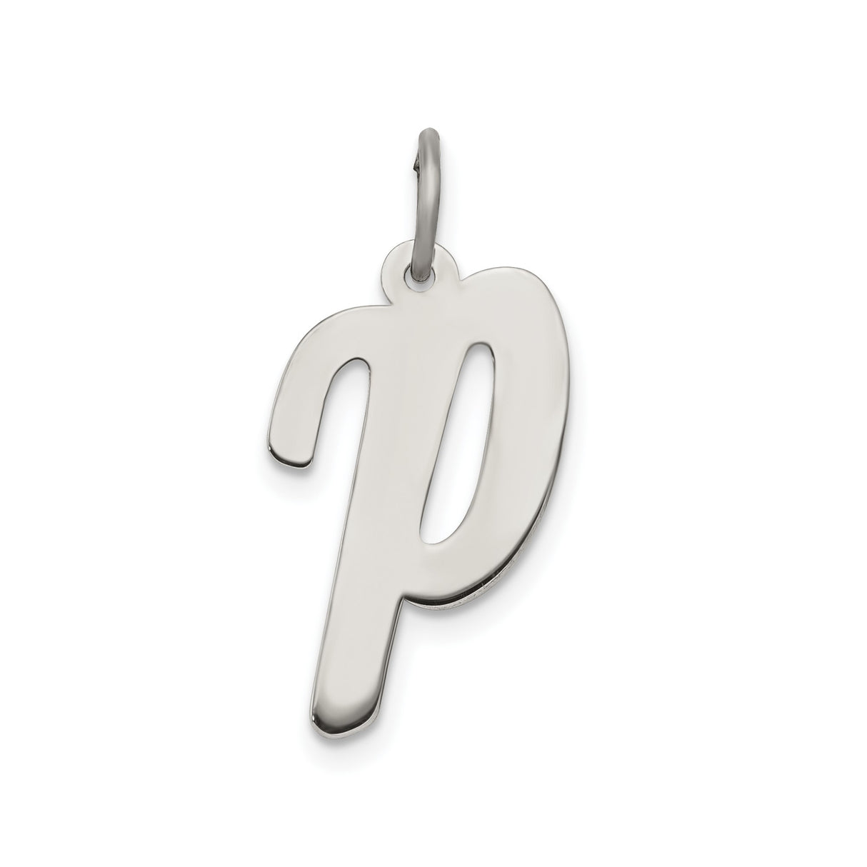 Sterling Silver Letter P Pendant Charm, Lowercase Script Initial Jewelry