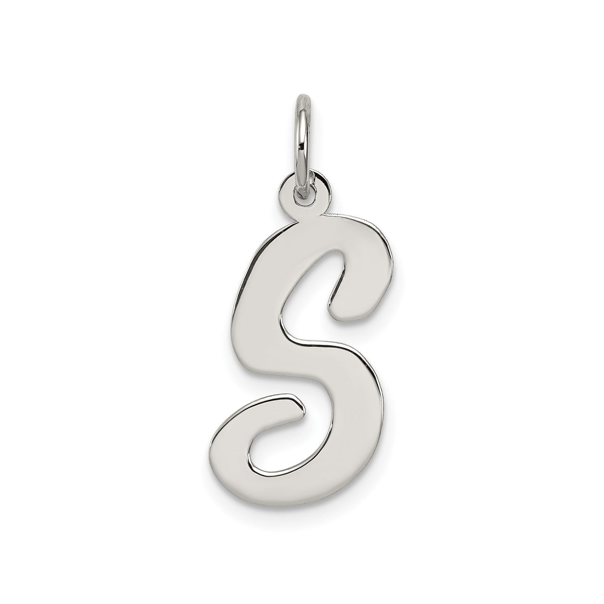 Sterling Silver Initial S Charm Pendant, Script Letter Monogram Design