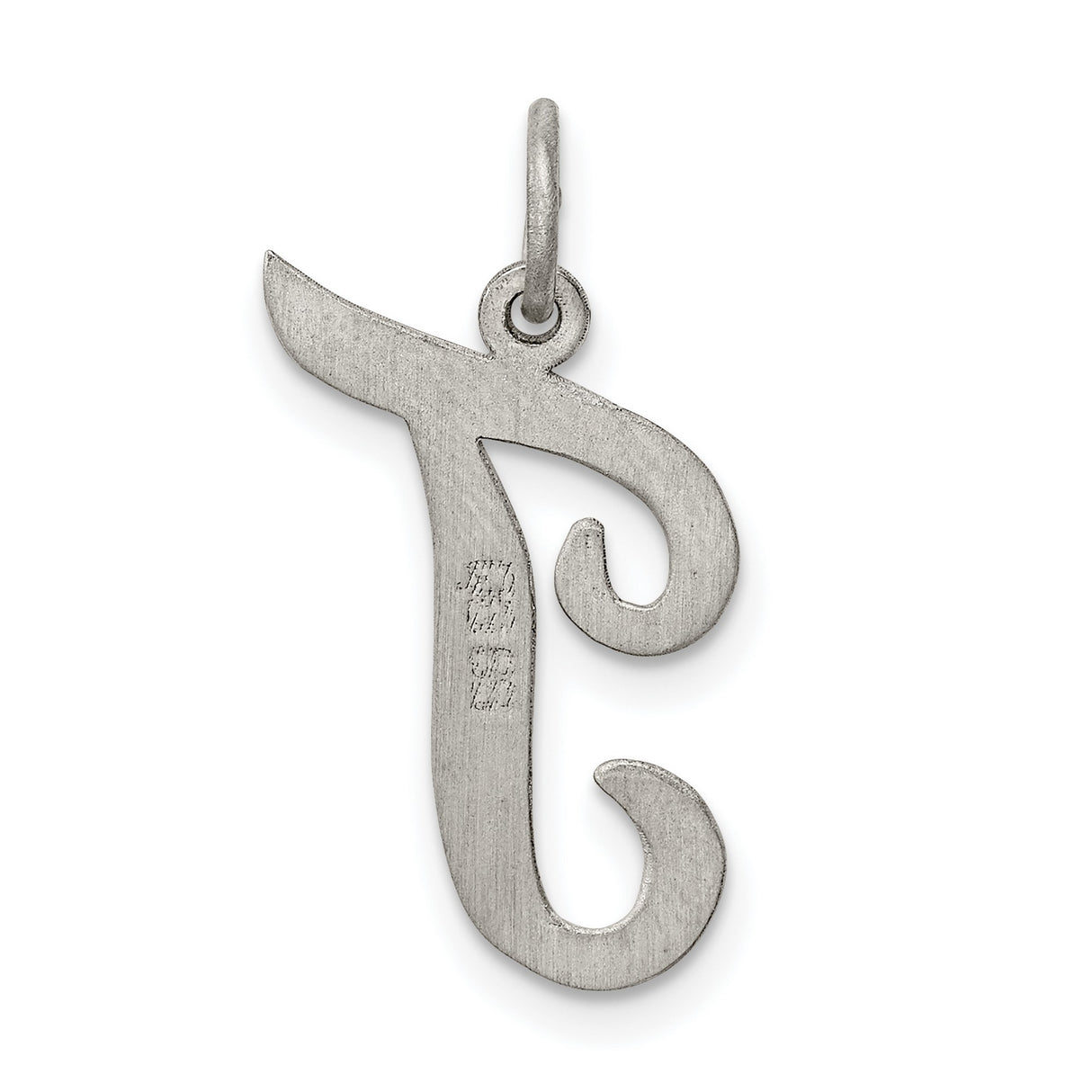 Large Script Initial T Charm Pendant in Real 925 Sterling Silver