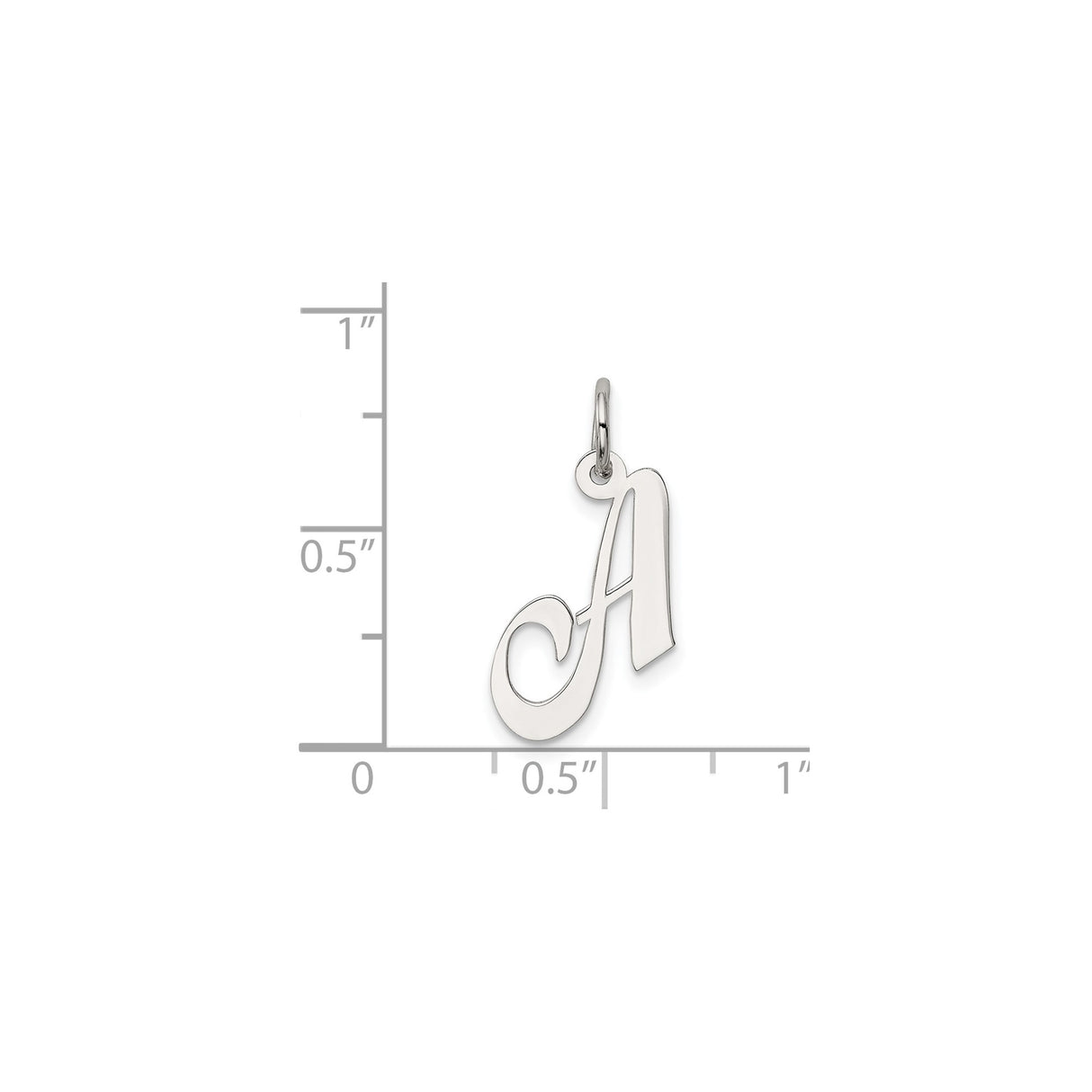 Sterling Silver Script Letter A Pendant Charm, Polished Cursive Initial Monogram Jewelry