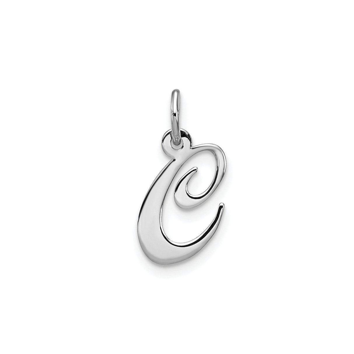 Sterling Silver Script Initial C Pendant, Cursive Letter Monogram Charm Jewelry for Women