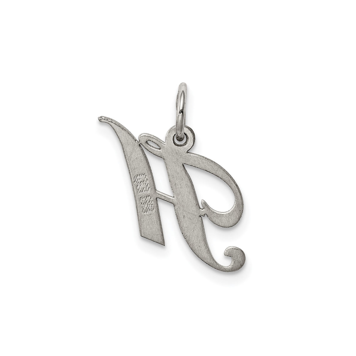 Sterling Silver Initial H Pendant, Polished Script Letter Charm, Minimalist Monogram Jewelry