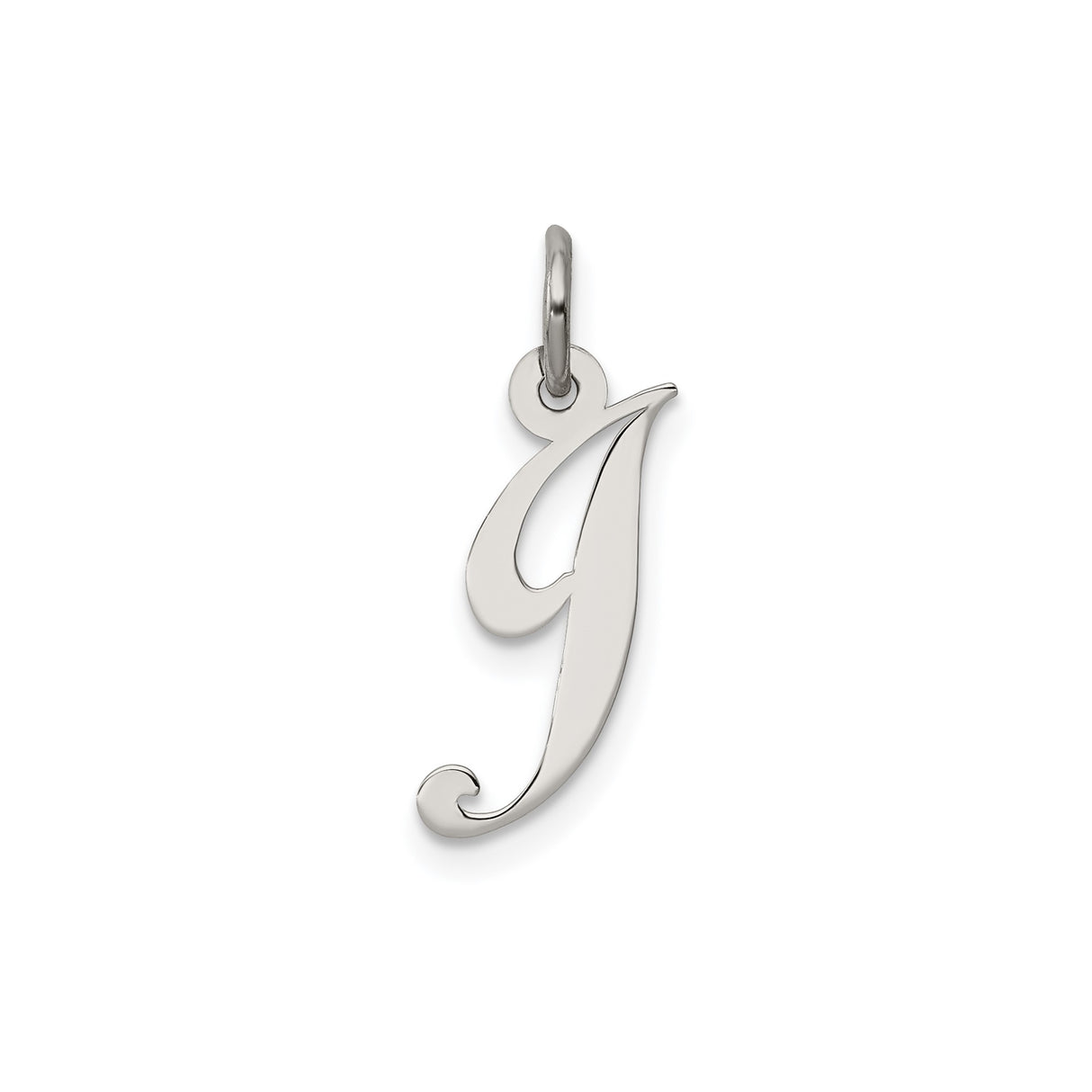 Sterling Silver Initial J Pendant Charm, Cursive Script Letter Monogram Jewelry