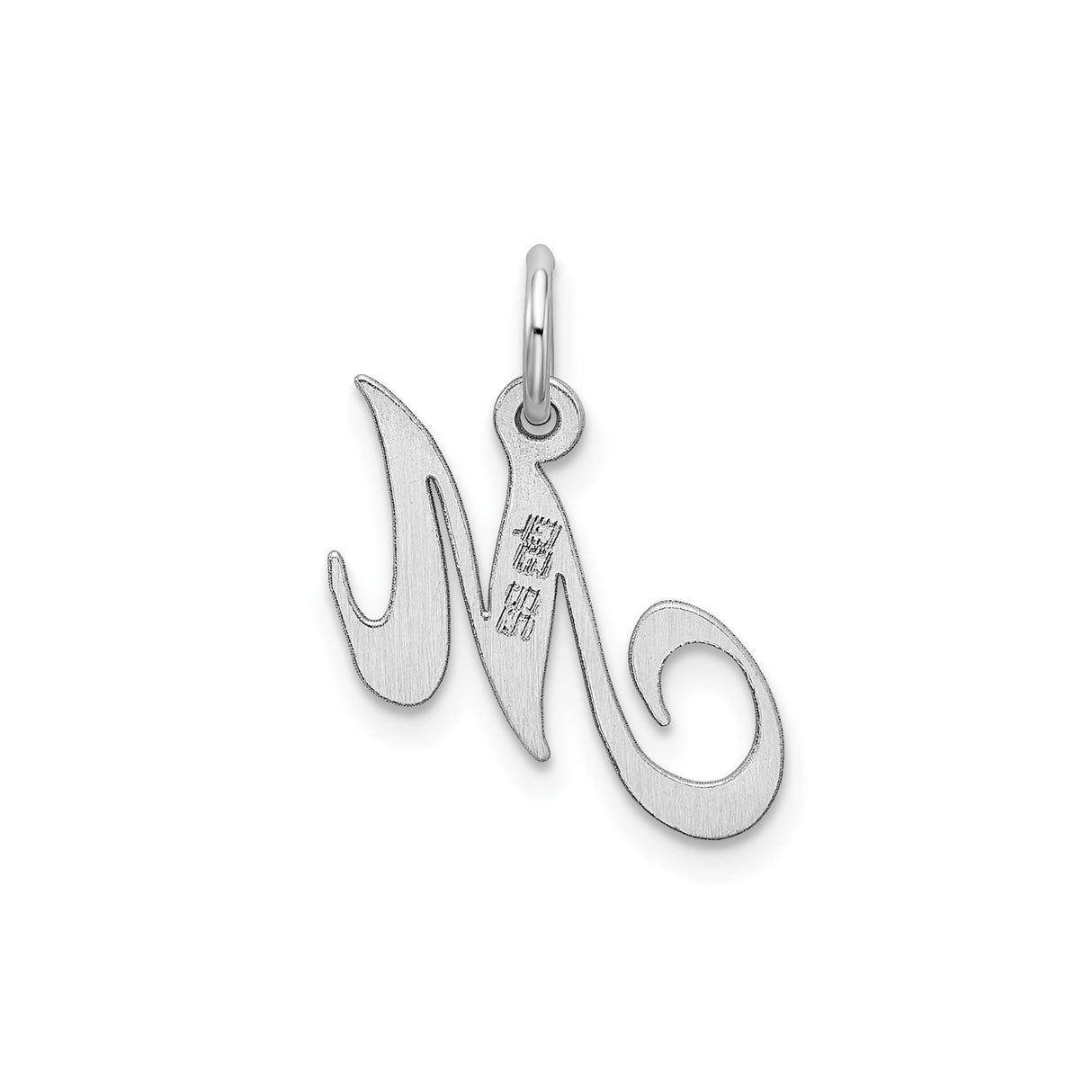 Sterling Silver Initial M Pendant, Script Letter Monogram Charm for Women