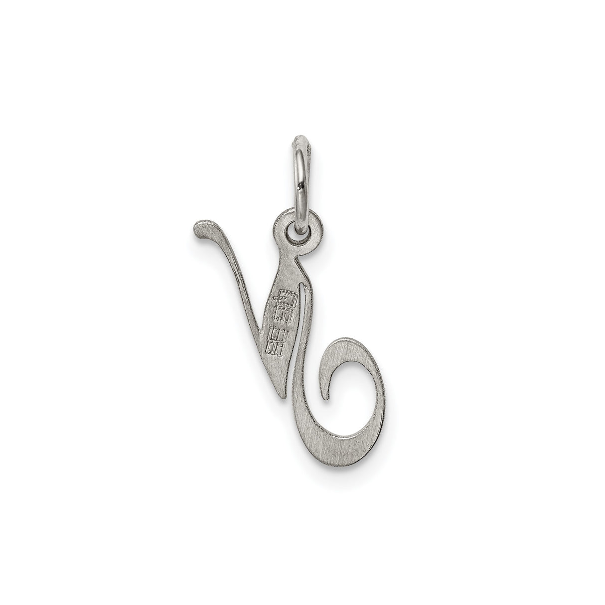 Sterling Silver Initial V Pendant, Script Letter Charm, Dainty Monogram Jewelry for Women