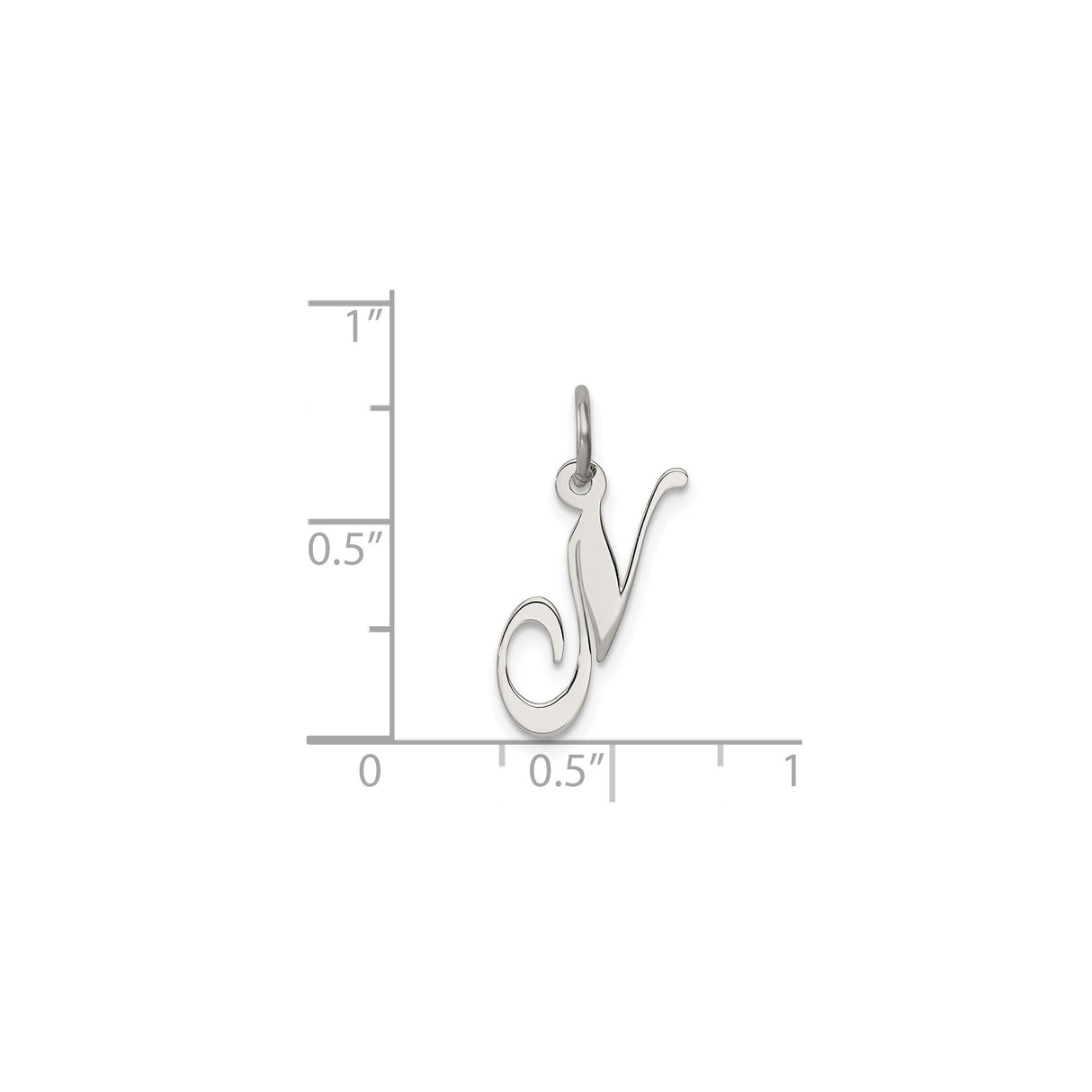 Sterling Silver Initial V Pendant, Script Letter Charm, Dainty Monogram Jewelry for Women