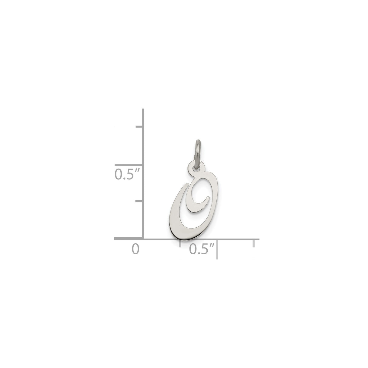 Sterling Silver Initial G Pendant, Polished Script Letter Charm for Women