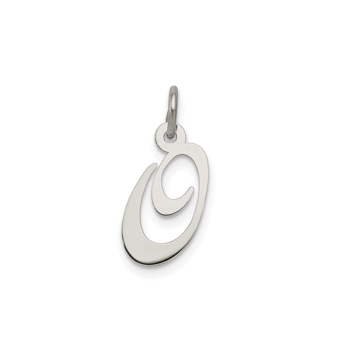 Sterling Silver Initial G Pendant, Polished Script Letter Charm for Women